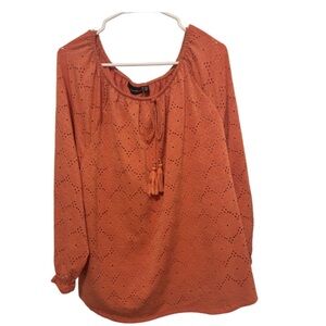 Women’s Coral Eyelet Peasant Top
